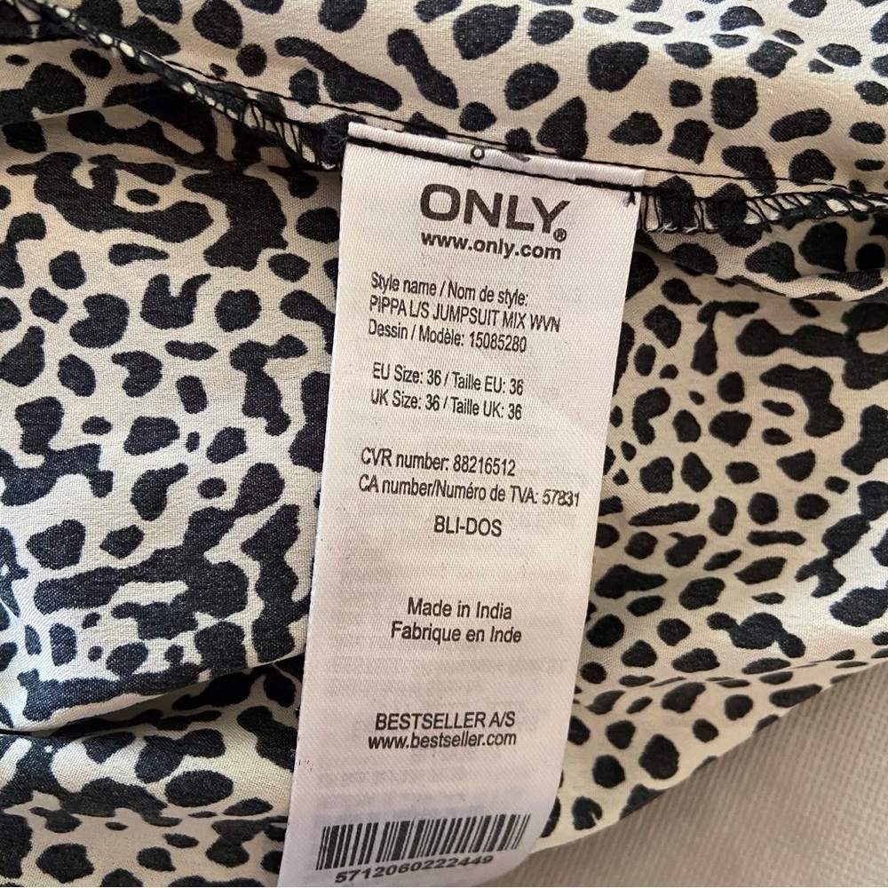 Only Pippa jumpsuit lightweight gold hardware animal print black white NWT - Picture 8 of 16